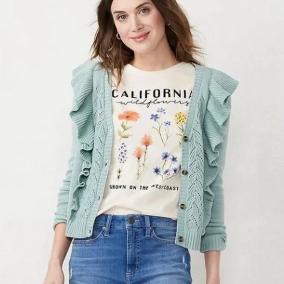 LC Lauren Conrad Cardigan Sweater - Green/Sage - Picture 7 of 7